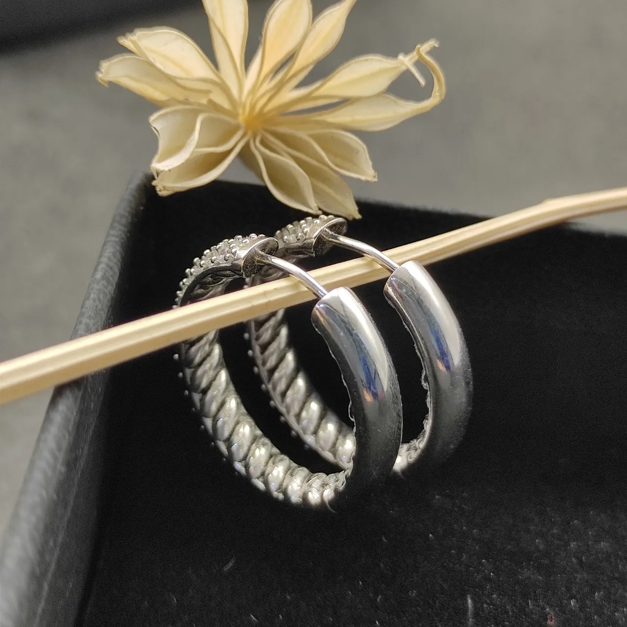 Twisted Rope Pavé Diamond Hoop Earrings 6