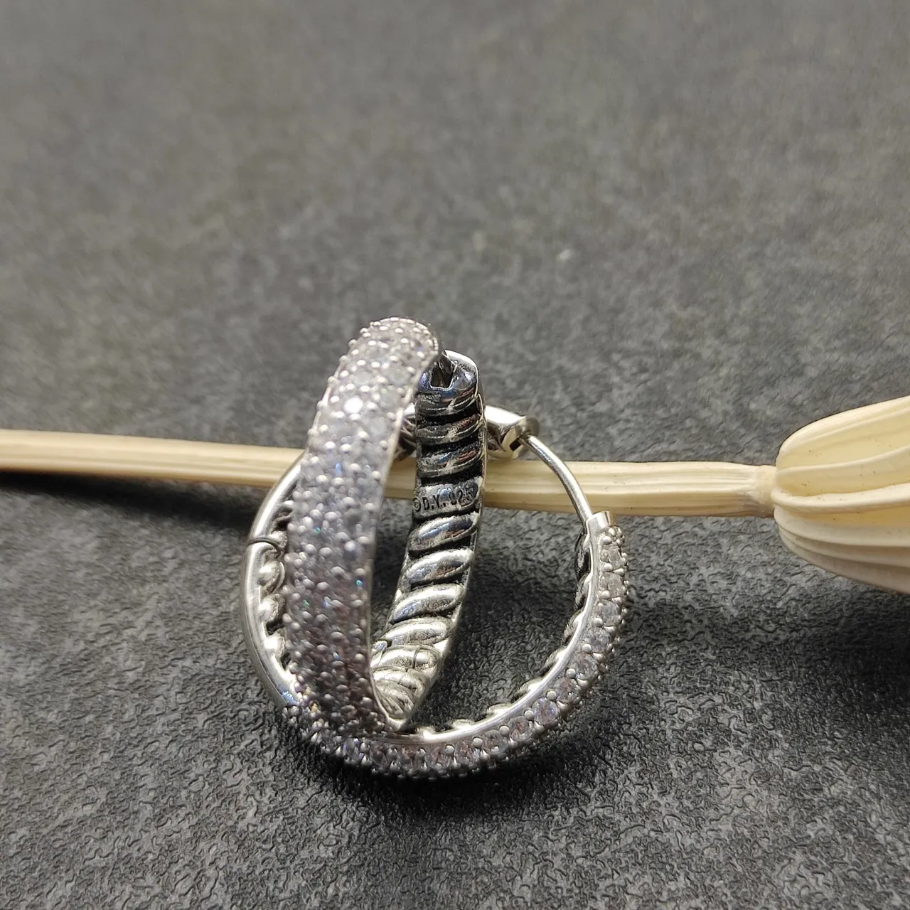 Twisted Rope Pavé Diamond Hoop Earrings 8