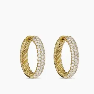 Twisted Rope Pavé Hoop Earrings
