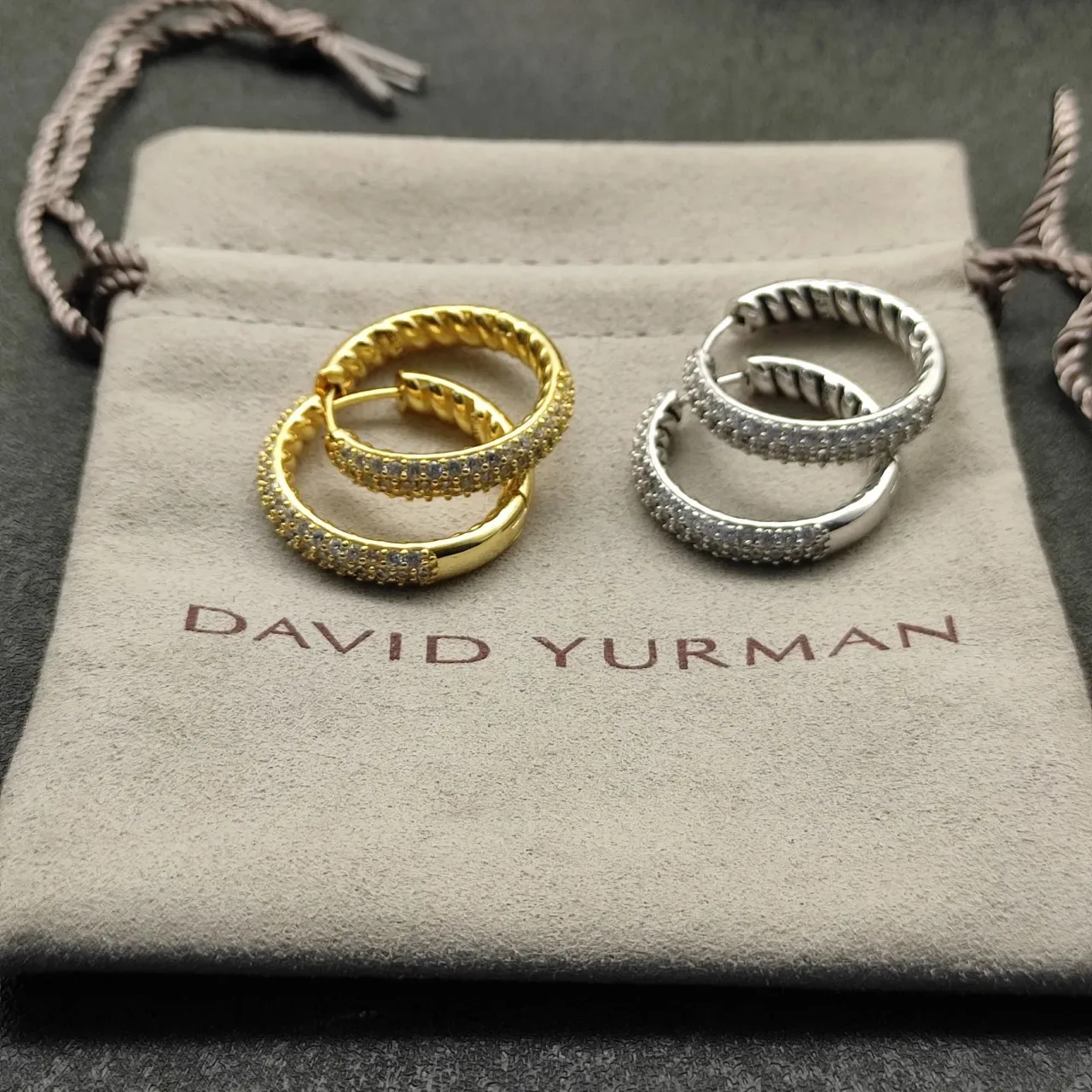 Twisted Rope Pavé Hoop Earrings 3