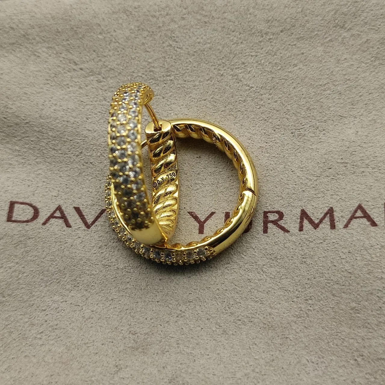 Twisted Rope Pavé Hoop Earrings 6