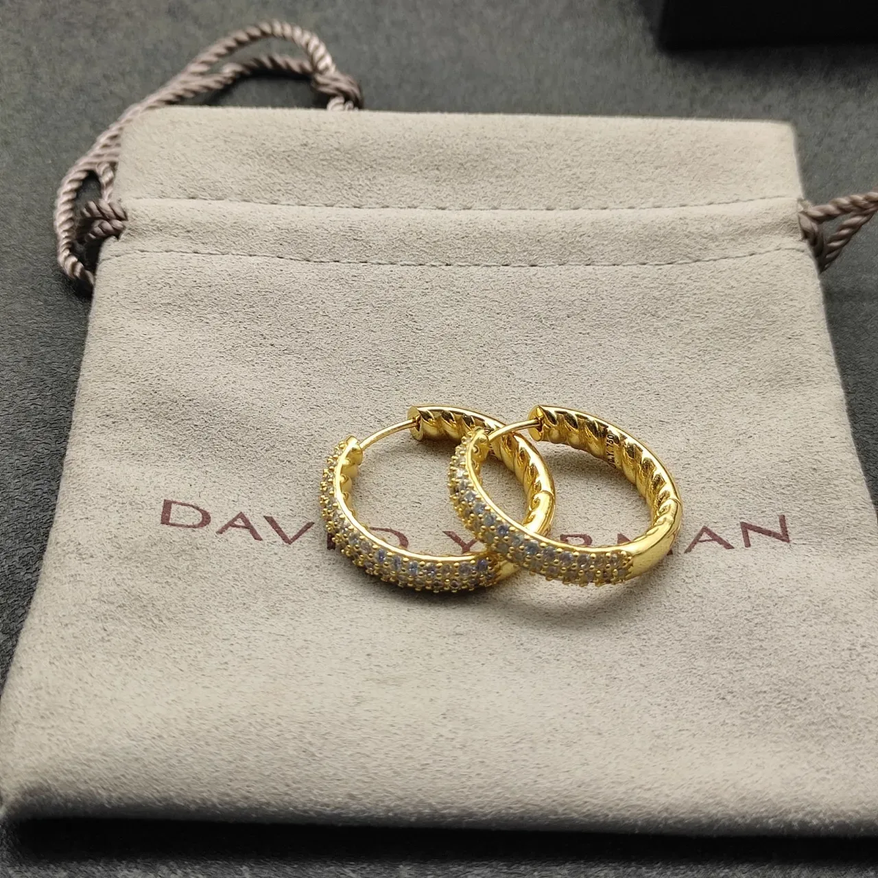 Twisted Rope Pavé Hoop Earrings 7