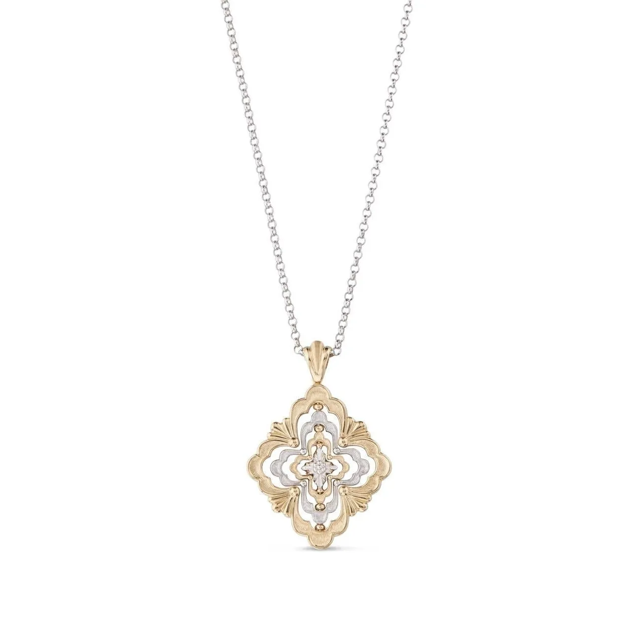 Colliers à pendentif filigrane de deux tons en forme de quadrifolie 2