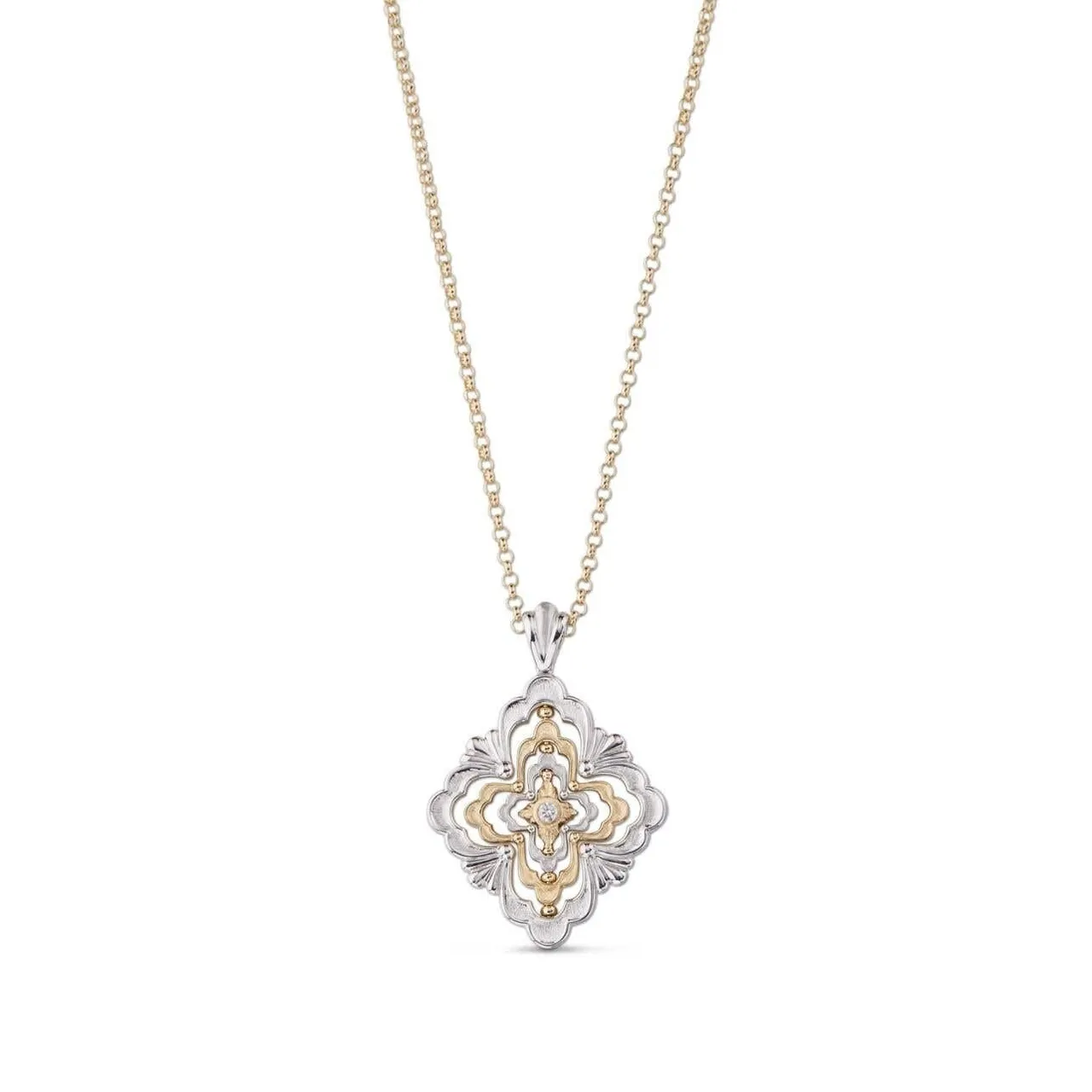 Colliers à pendentif filigrane de deux tons en forme de quadrifolie 4