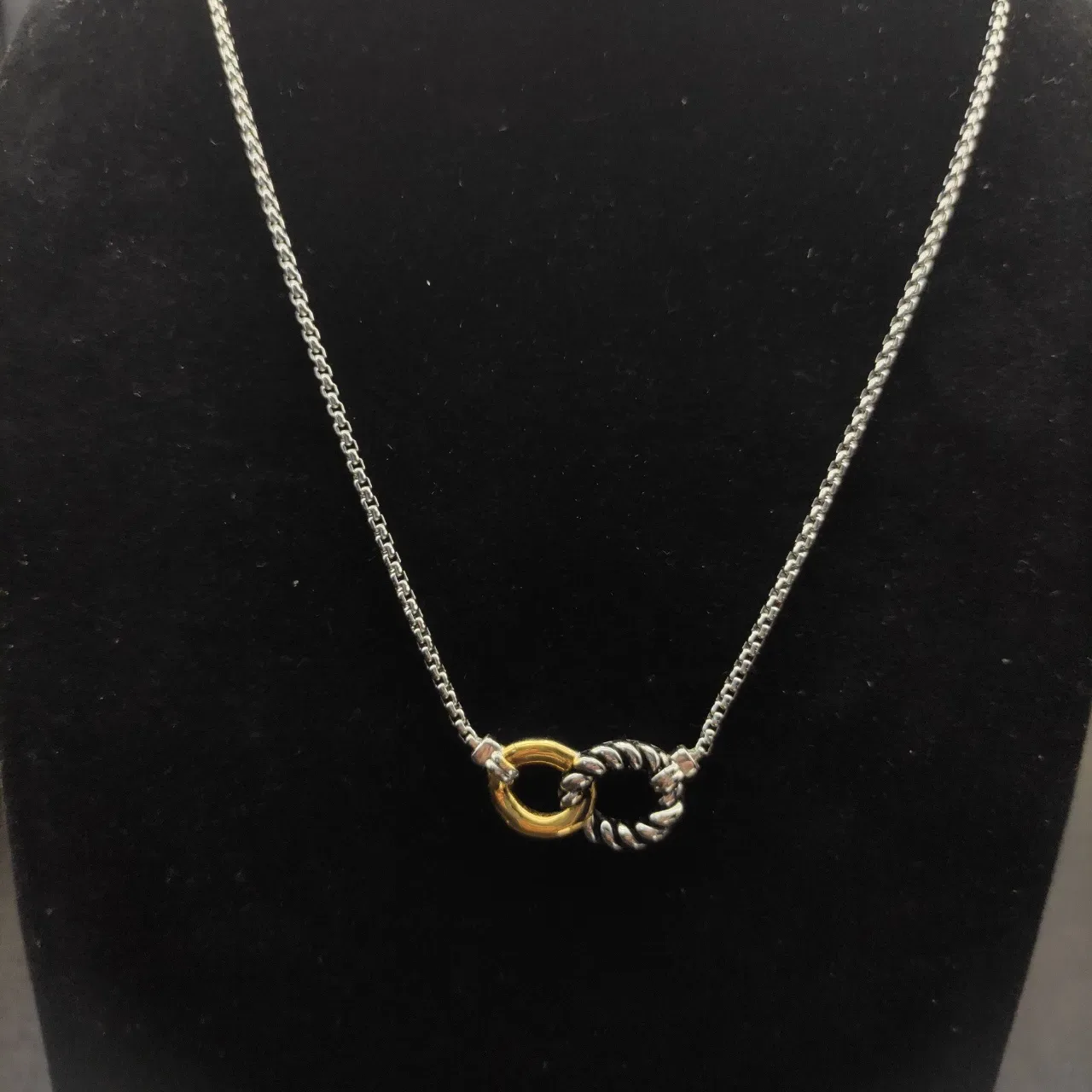 Two-Tone Interlocking Rings Pendant Necklace 6
