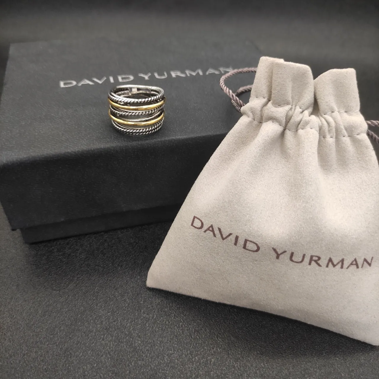 Two-Tone Stacked Rope-Textured Multi-Band Ring 3