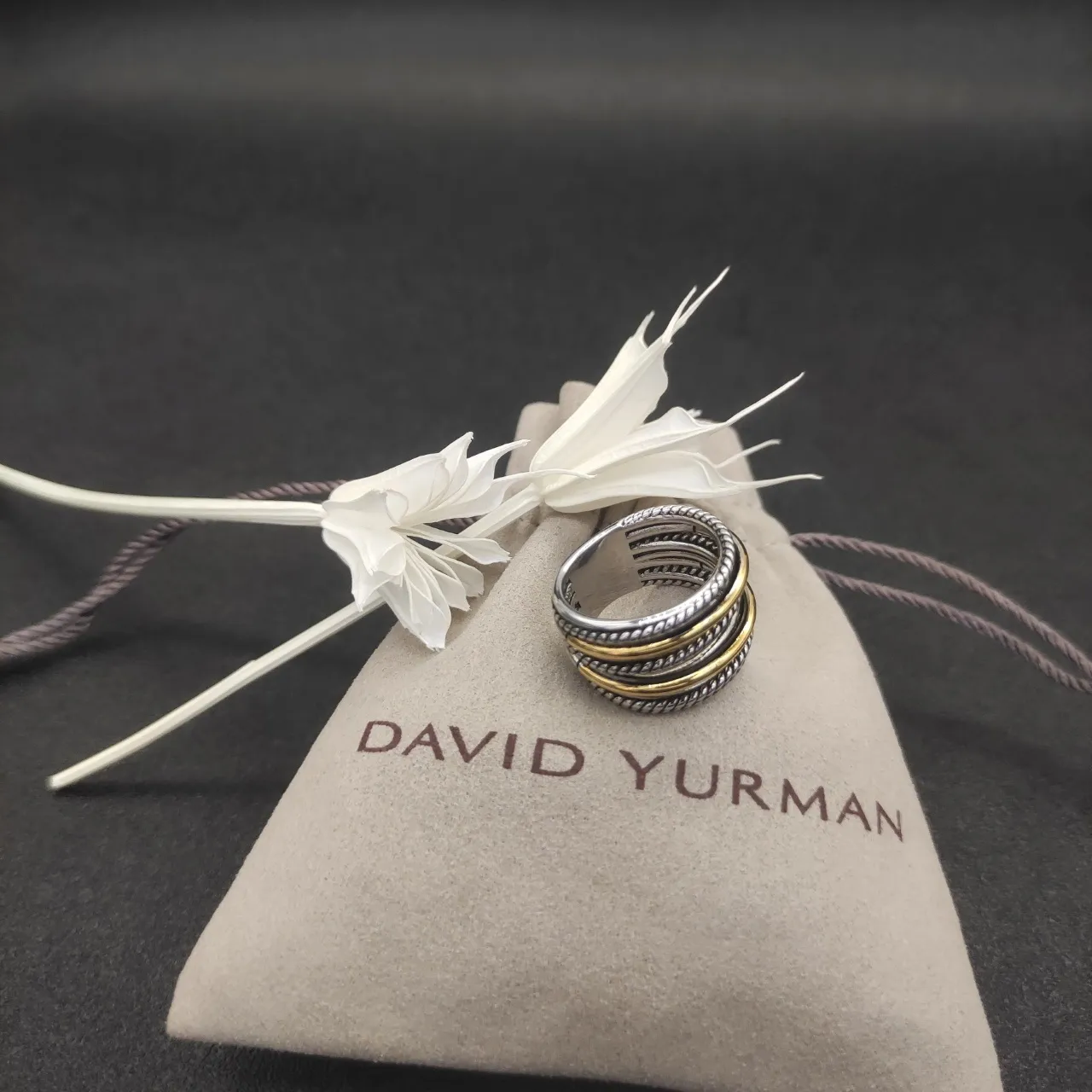 Two-Tone Stacked Rope-Textured Multi-Band Ring 4