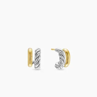 Two-Tone Twisted Rope Hinged Hoop Earrings