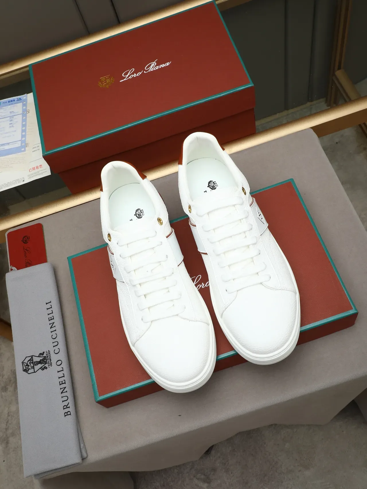 White and Brown Leather Platform Sneaker 3