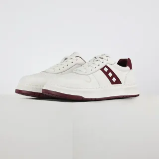 Tênis plataforma low-top branco e borgonha