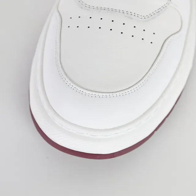 White and Burgundy Platform Low-Top Sneakers 5