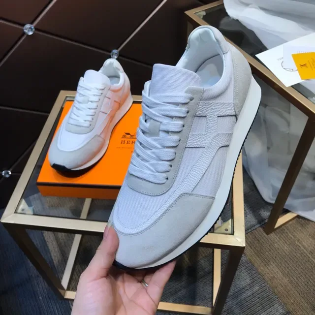 White and Gray Mixed-Textile Lifestyle Sneaker 2