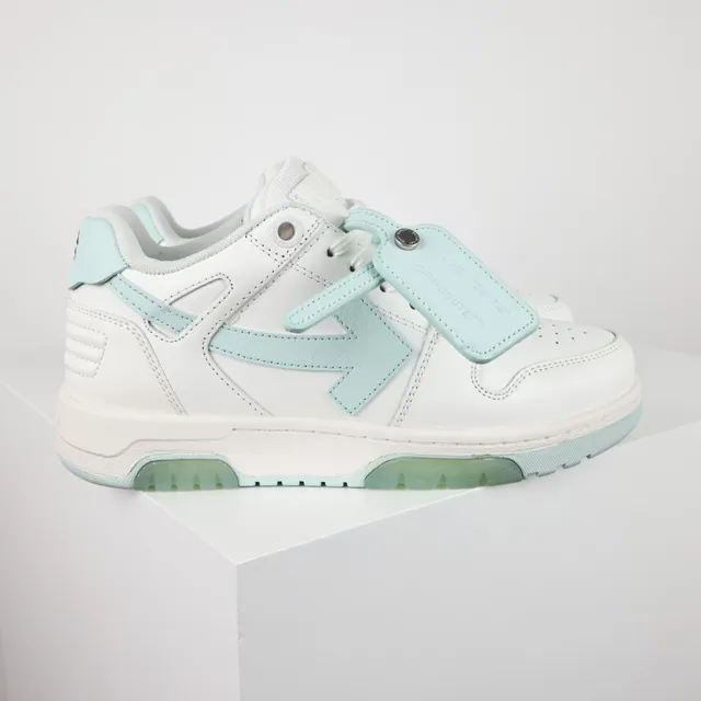 White and Mint Blue Arrow Logo Lifestyle Sneakers 3