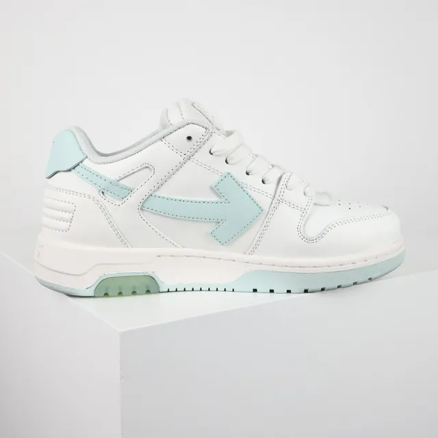 White and Mint Blue Arrow Logo Lifestyle Sneakers 7