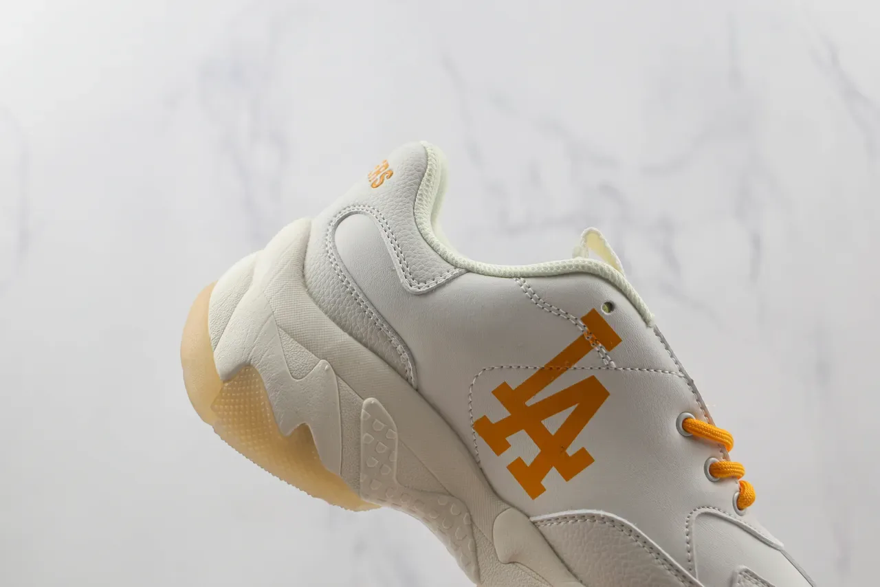 White and Orange Pixel LA Graphic Chunky Lifestyle Sneakers 5