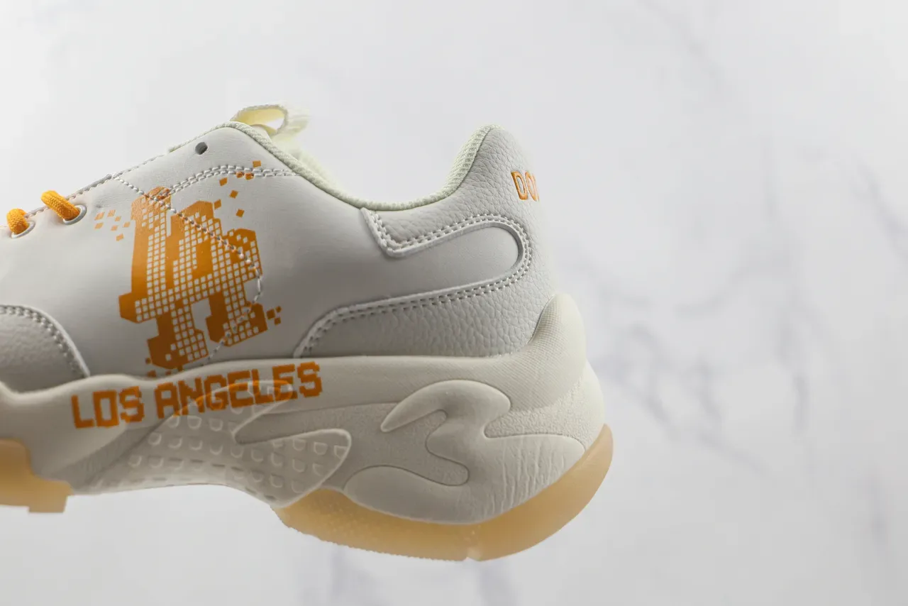 White and Orange Pixel LA Graphic Chunky Lifestyle Sneakers 7