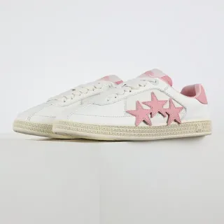 Tênis brancos e rosados com aplique de estrela low-top