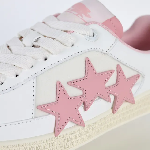White and Pink Star Appliqué Low-Top Sneakers 6