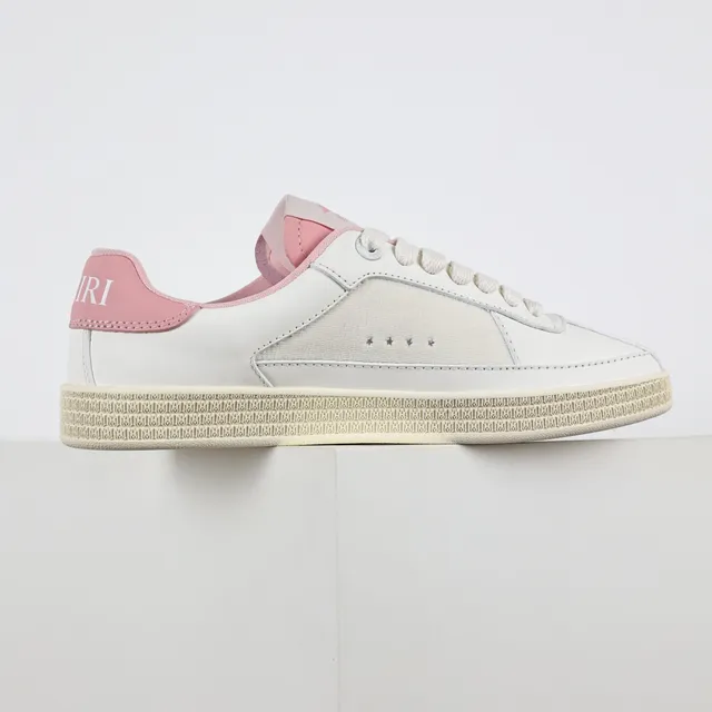 White and Pink Star Appliqué Low-Top Sneakers 7