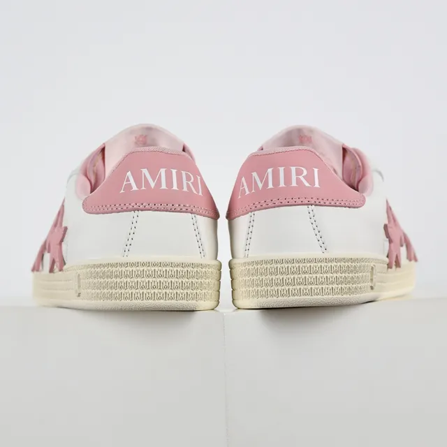 White and Pink Star Appliqué Low-Top Sneakers 8
