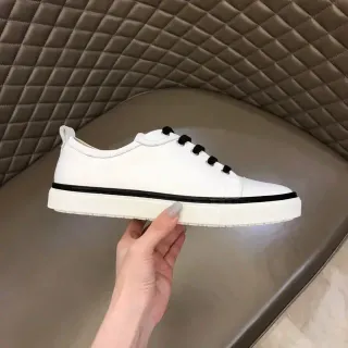 Blanco Negro Superior Imitación Cuero Cordones Contrastantes Zapatillas Lifestyle