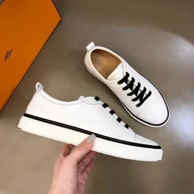 White Black Leather-Like Upper Contrast Laces Lifestyle Sneakers 6