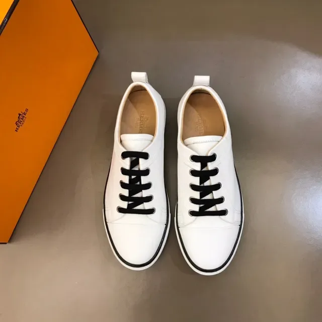 White Black Leather-Like Upper Contrast Laces Lifestyle Sneakers 9