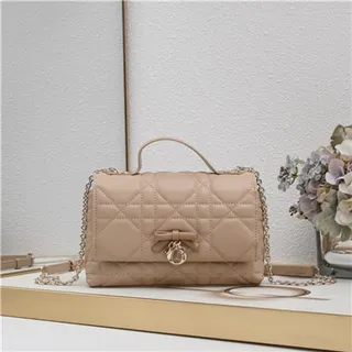 White Black Quilted Diamond-Stitch Top-Handle Handbag 10