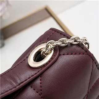 White Black Quilted Diamond-Stitch Top-Handle Handbag 15