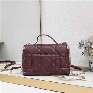 White Black Quilted Diamond-Stitch Top-Handle Handbag 17