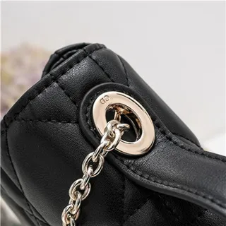 White Black Quilted Diamond-Stitch Top-Handle Handbag 24