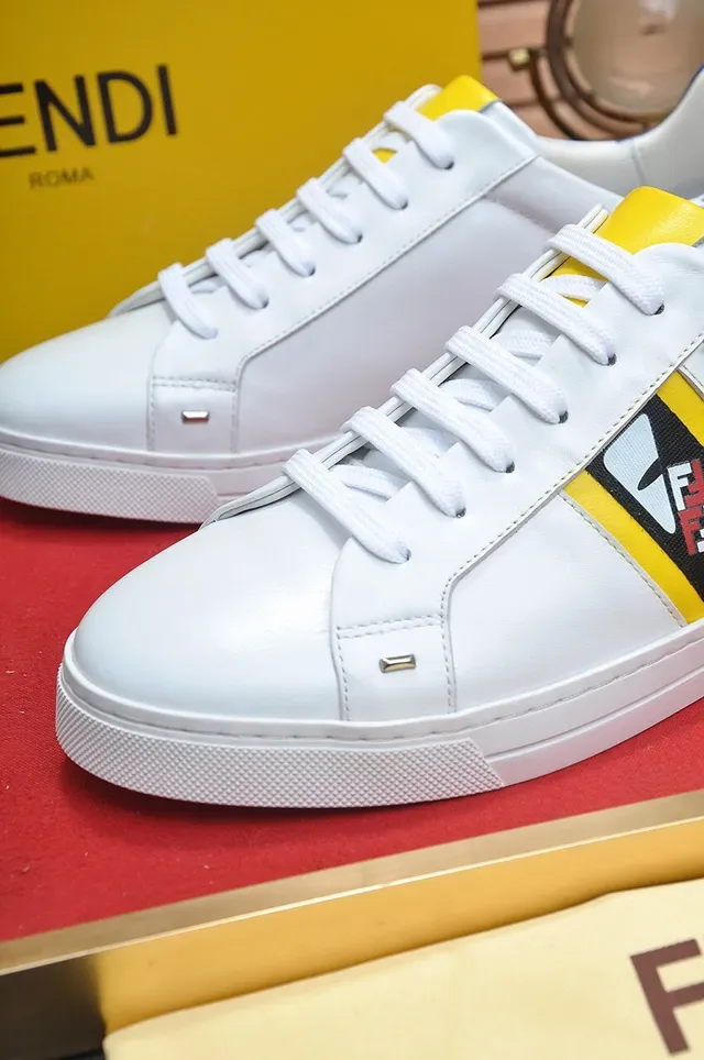White Blue Low-Top Leather Upper Sneakers 8