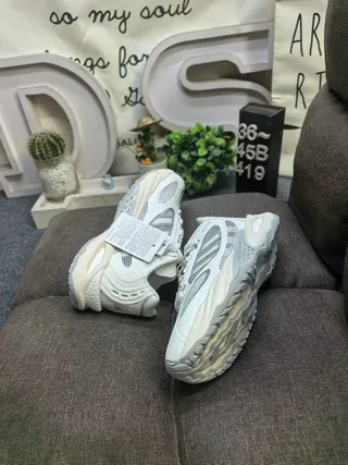 White Gray Platform Sole Mesh And Synthetic Overlay Construction Chunky Sneakers 6