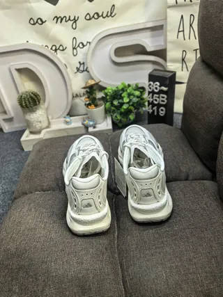 White Gray Platform Sole Mesh And Synthetic Overlay Construction Chunky Sneakers 8