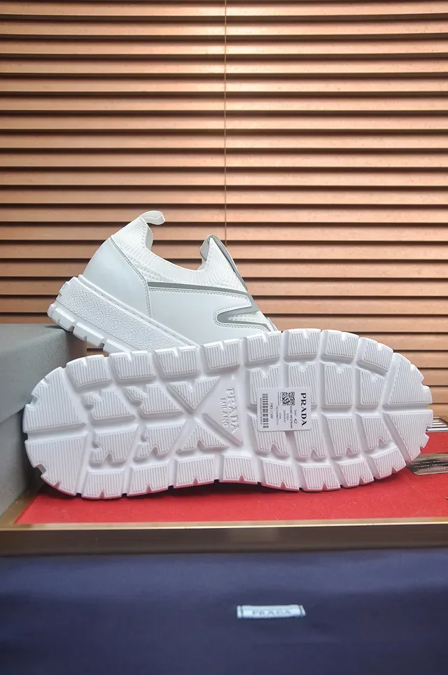 White Gray Slip-On Platform Sole Sneakers 3