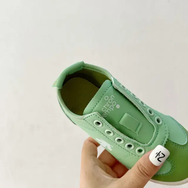 White Green Laceless Slip-On Perforated Strap Closure Lifestyle Sneakers 9