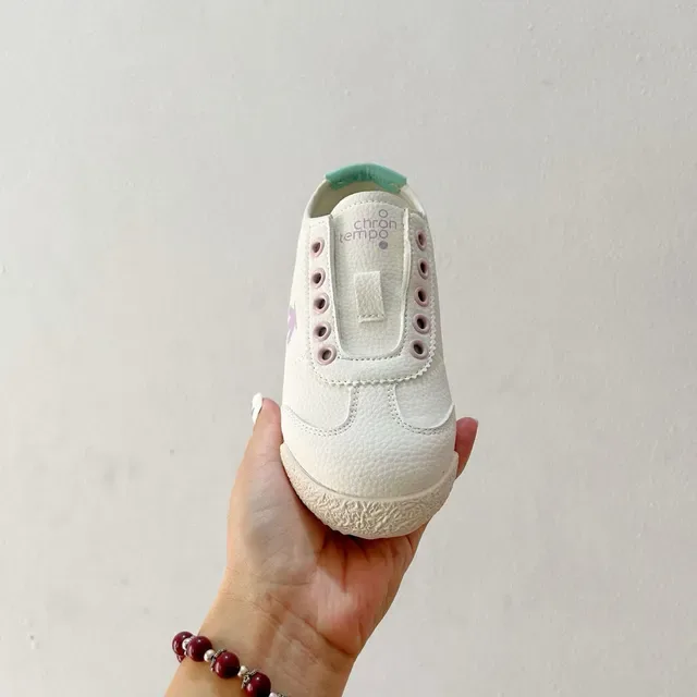 White Green Laceless Slip-On Perforated Strap Closure Lifestyle Sneakers 22