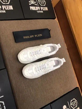 White Mesh and Synthetic Skull-Embellished Chunky Sneaker 3