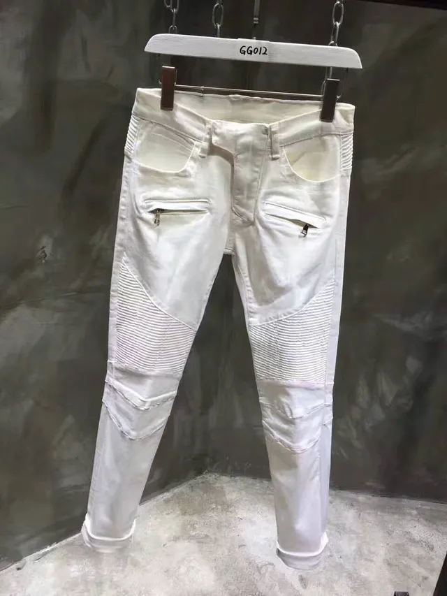 White Moto-Style Quilted Panel Pants 2