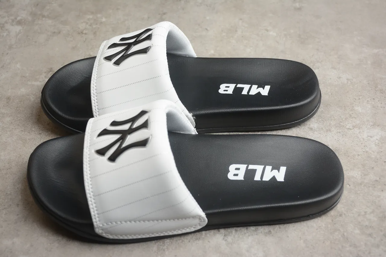 White Quilted Strap Black Sole Slipper 8