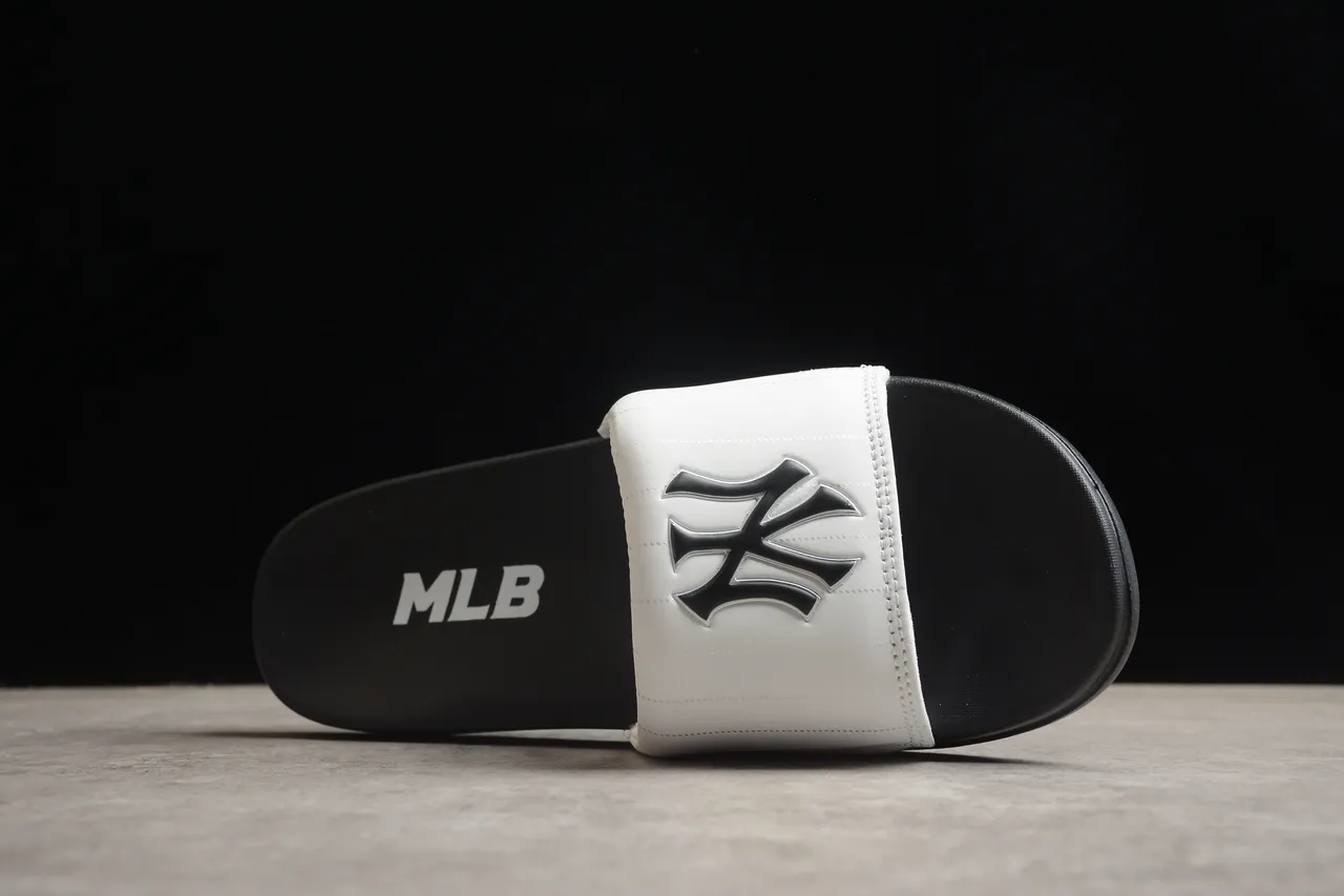 White Quilted Strap Black Sole Slipper 11