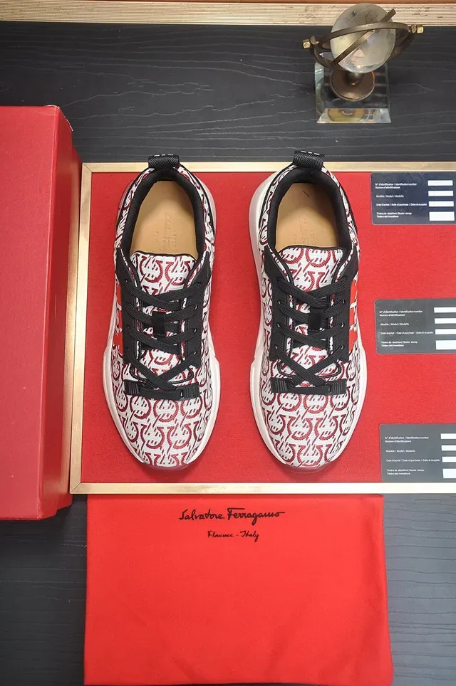 White Red Monogram-Print Textile Upper Sculpted Midsole Sneakers 2