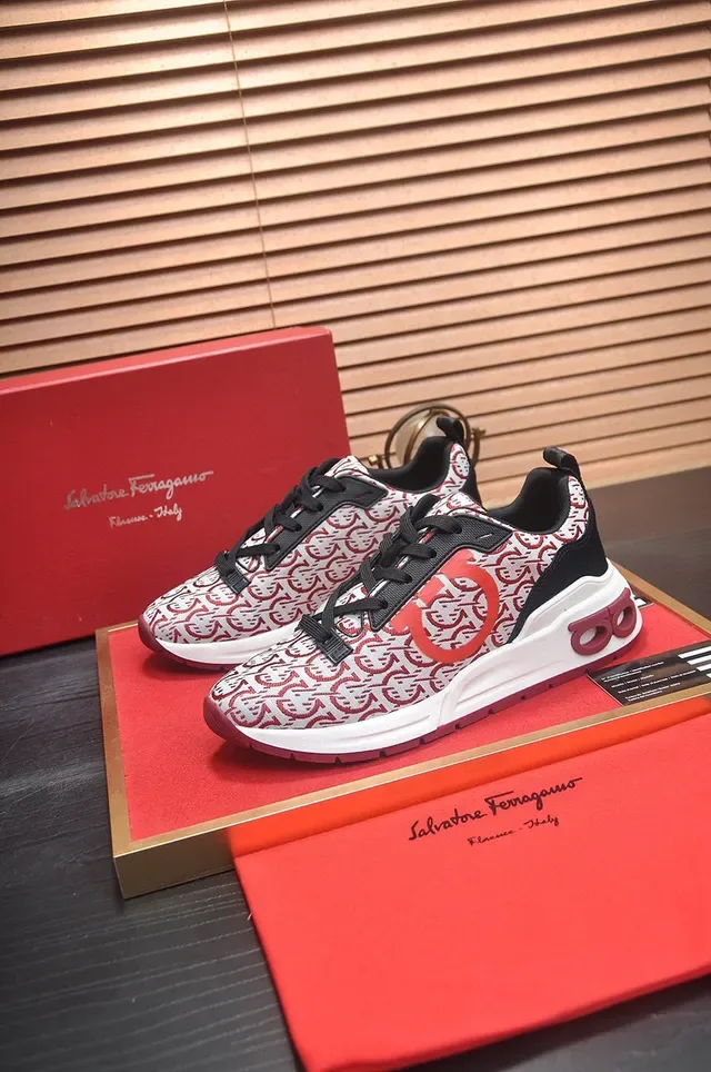 White Red Monogram-Print Textile Upper Sculpted Midsole Sneakers 4