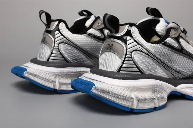 White Silver Blue Chunky Runner Sneakers 2
