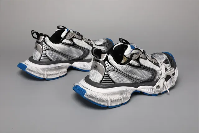 White Silver Blue Chunky Runner Sneakers 3