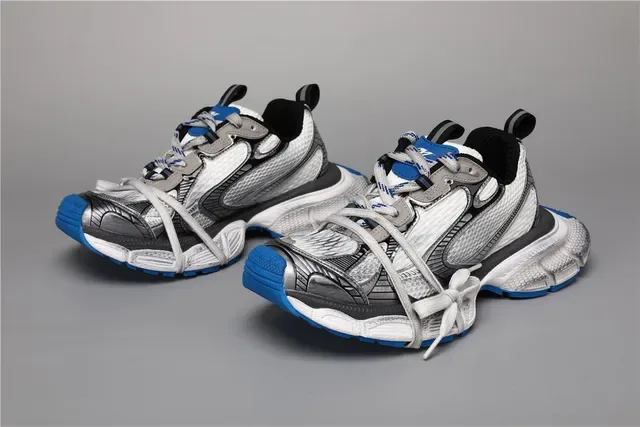 White Silver Blue Chunky Runner Sneakers 5