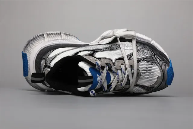 White Silver Blue Chunky Runner Sneakers 7