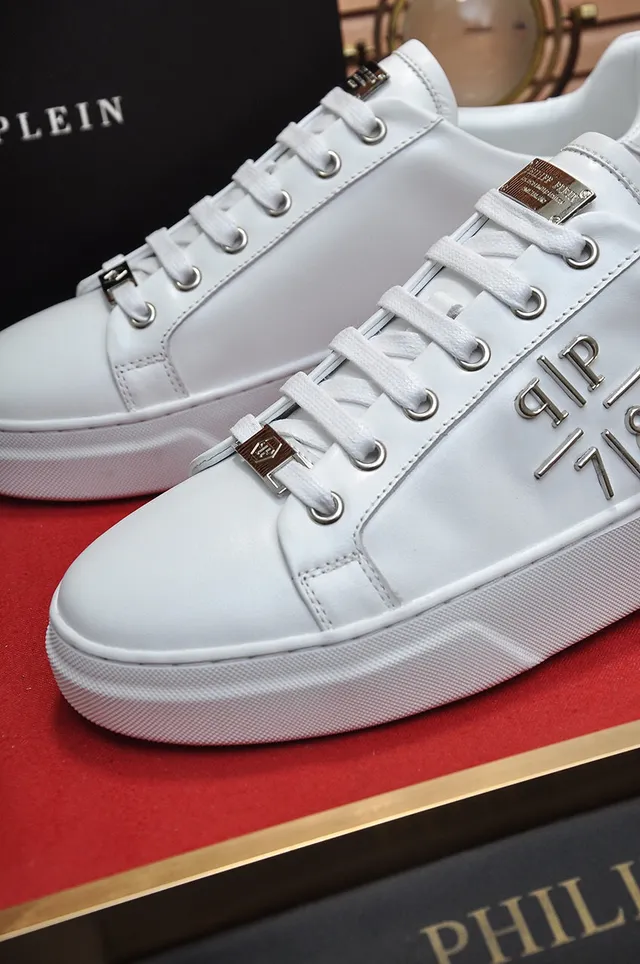 White Silver Platform Sole Smooth Upper Sneakers 3