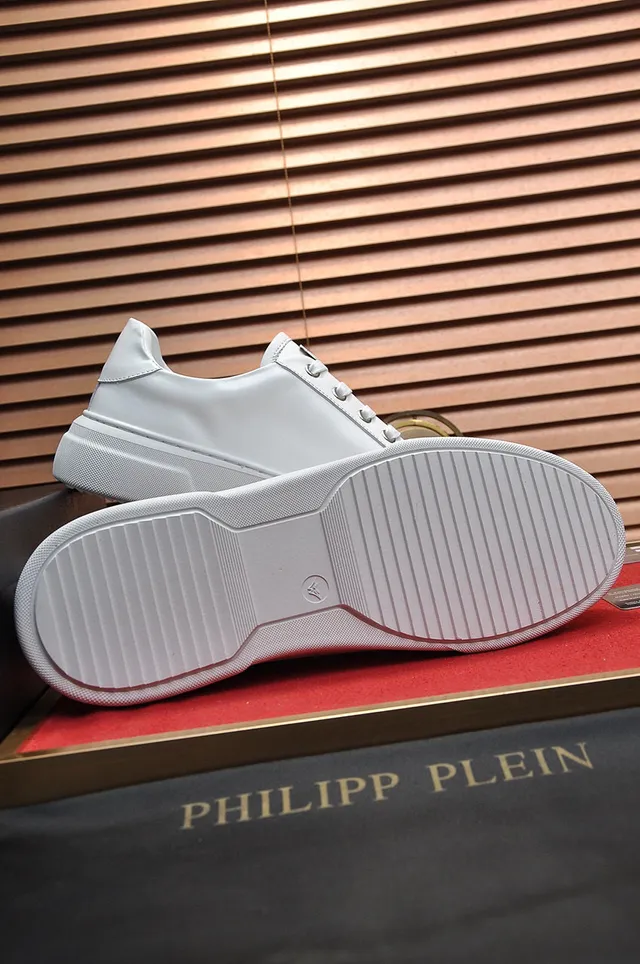 White Silver Platform Sole Smooth Upper Sneakers 4