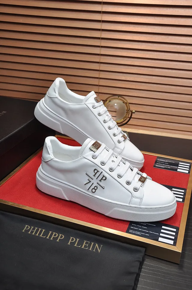 White Silver Platform Sole Smooth Upper Sneakers 5
